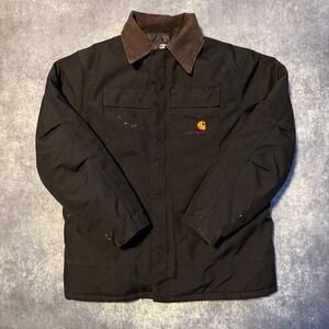 Vtg 90s Carhartt Detroit Quilt Lined Arctic Jacket Mens L Work Wear Black Chore